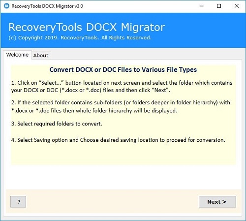 RecoveryTools DOCX Migrator