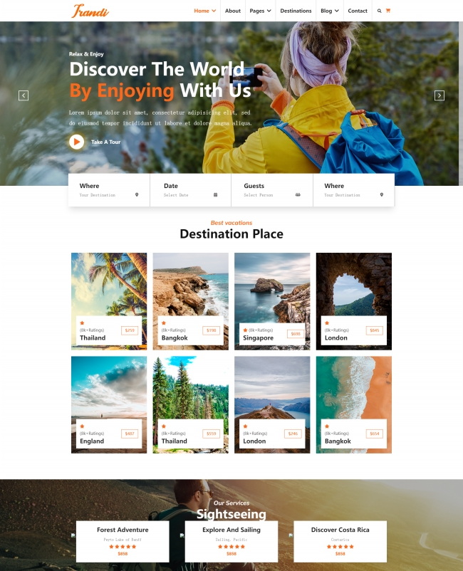 响应式旅行观光服务网站模板