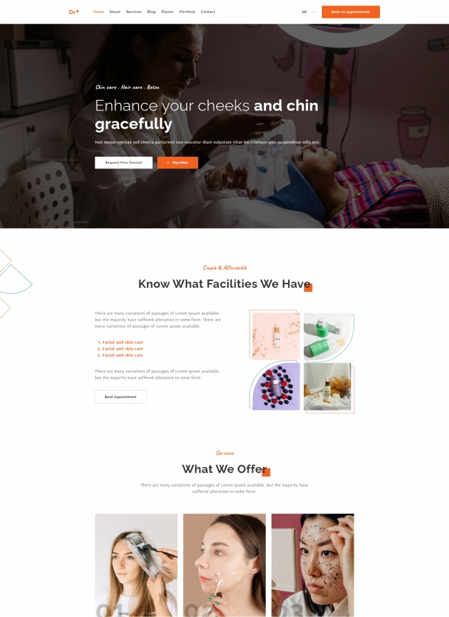 护肤护发美容机构网站模板