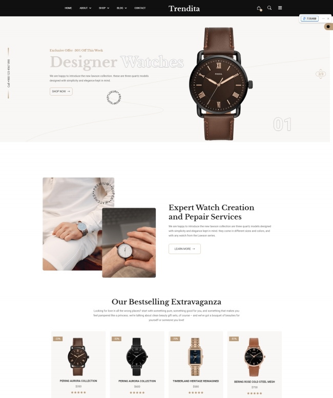 专业腕表定制服务网站模板
