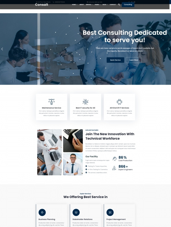 响应式企业咨询管理服务网站模板