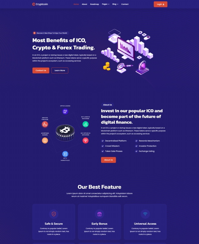 紫色风格外汇交易服务网站模板