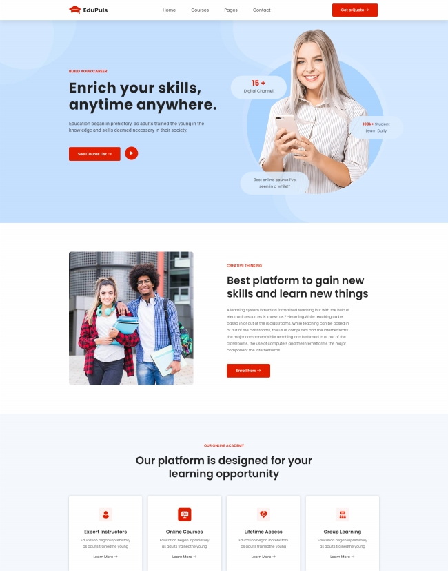 网络教育培训机构宣传网站模板