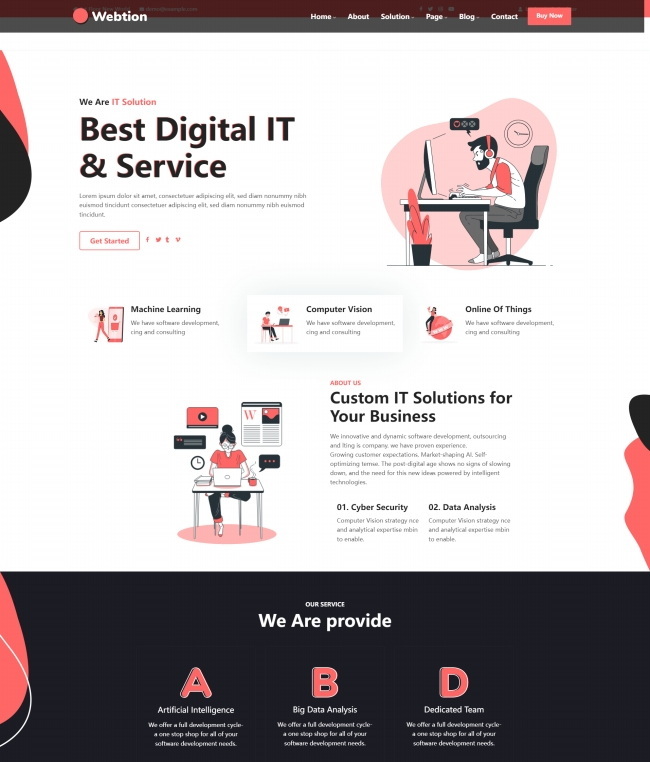 扁平风数字信息技术服务公司网站模板