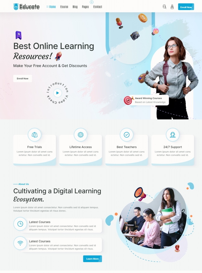 响应式在线学习资源网站模板
