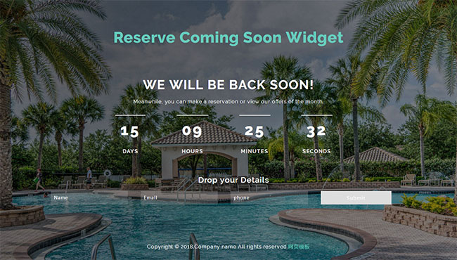 游泳馆即将开张倒计时网站模板