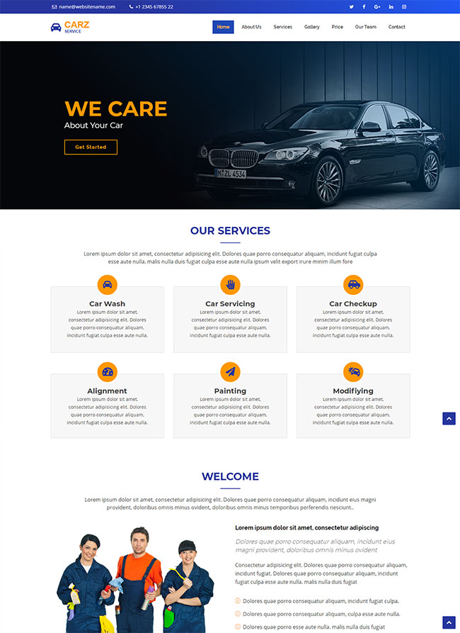蓝色汽车修理公司网站模板