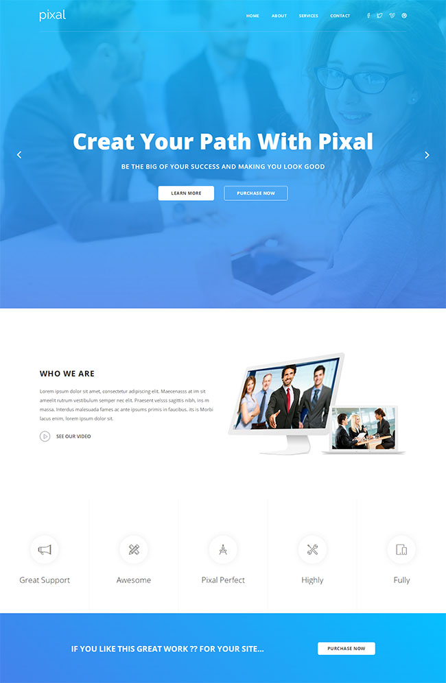 蓝色大气职场网站模板