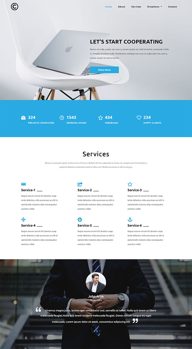 宽屏扁平化企业HTML模板