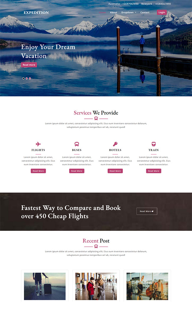 宽屏假期旅游公司网站模板