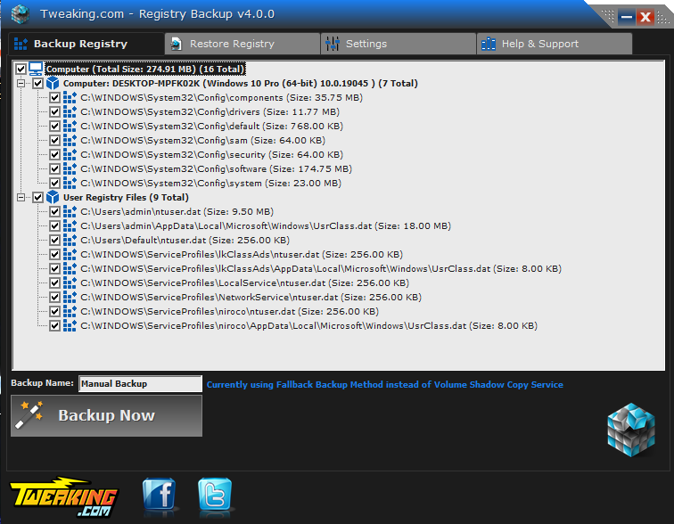 Registry Backup(注册表备份还原工具)