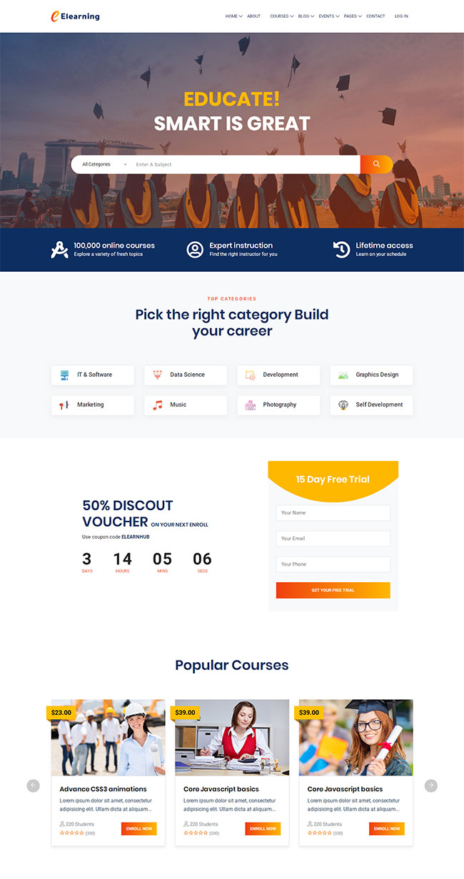 在线学习教育网站模板