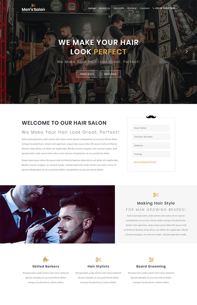 专业理发店加盟网站模板