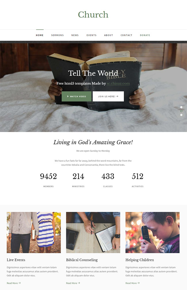 神圣教会教堂类网站模板