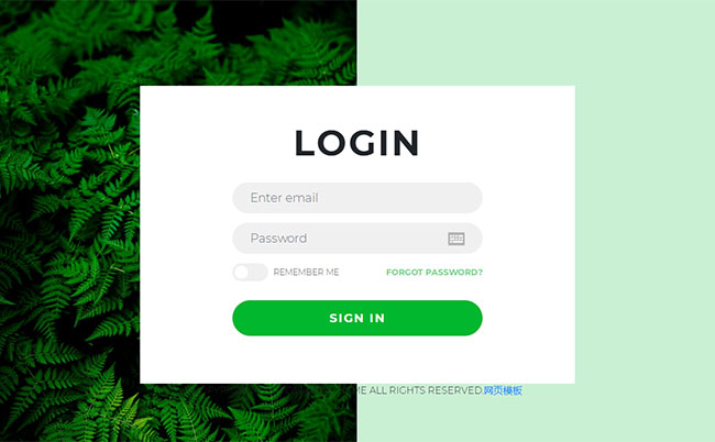 绿色大气登录页HTML5模板