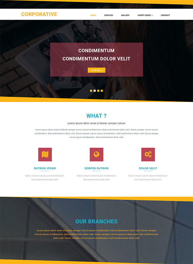 黄色线条简洁网站模板