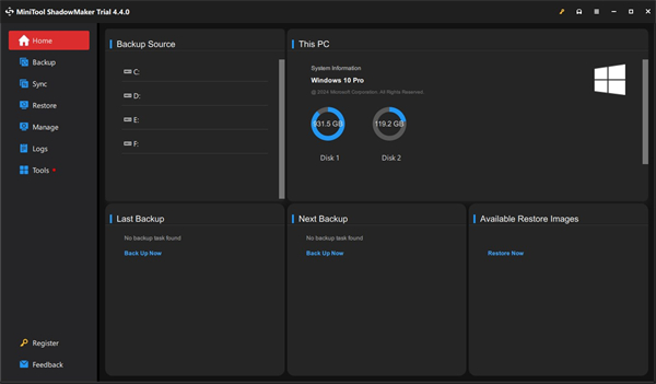 MiniTool ShadowMaker数据备份工具