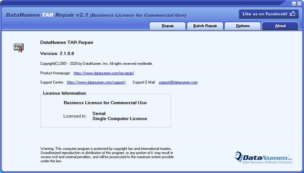 DataNumen TAR Repair(tar文件修复工具)