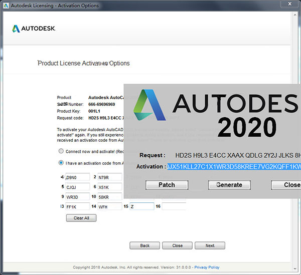 autocad2020注册机